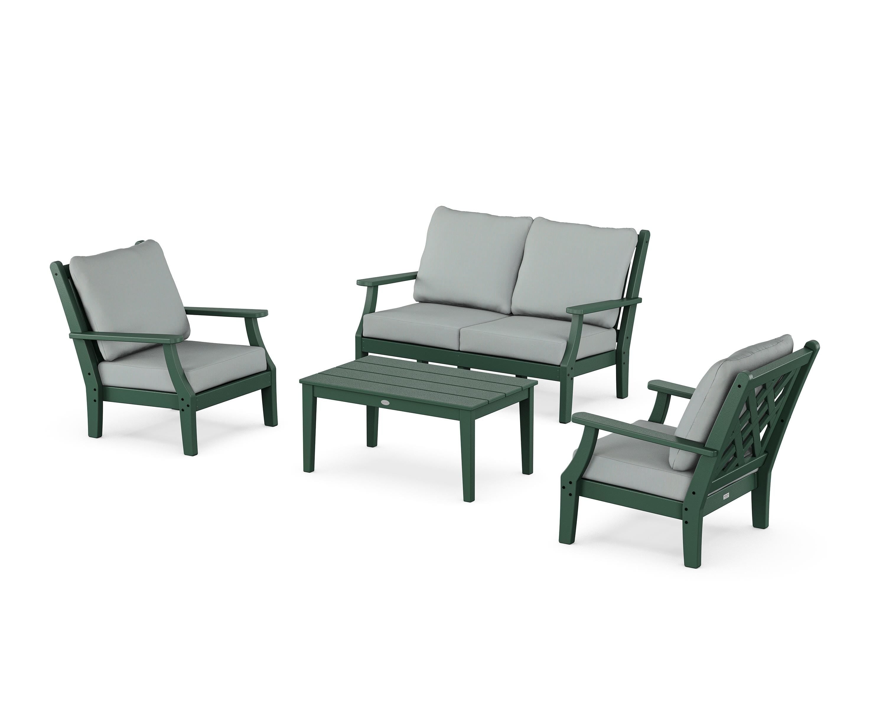 Country Living Wovendale 4-Piece Deep Seating Set with Loveseat in Green / Spa