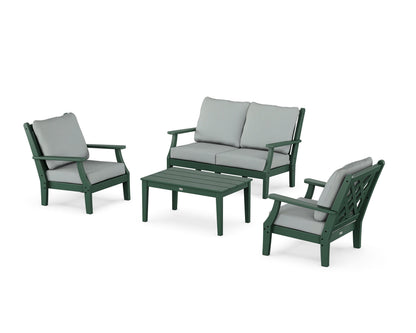 Country Living Wovendale 4-Piece Deep Seating Set with Loveseat in Green / Spa