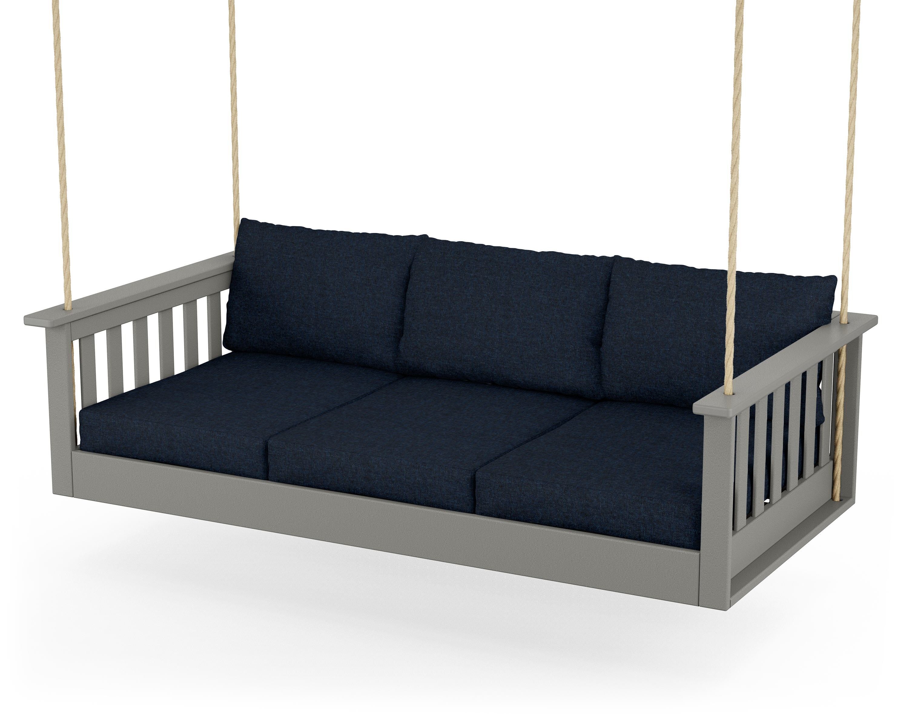 POLYWOOD® Vineyard Daybed Swing in Slate Grey / Marine Indigo