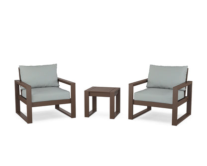 POLYWOOD® EDGE Sectional 3-Piece Deep Seating Set in Mahogany / Spa