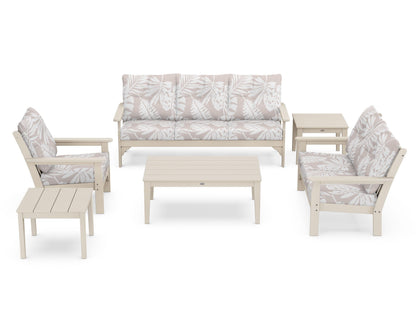 POLYWOOD® Vineyard 6-Piece Deep Seating Set in Sand / Leaf Dune Burlap