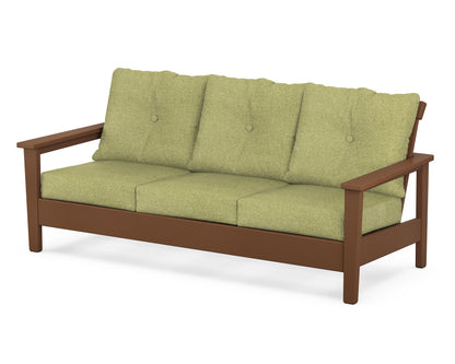 POLYWOOD® Prescott Deep Seating Sofa in Teak / Chartreuse Boucle