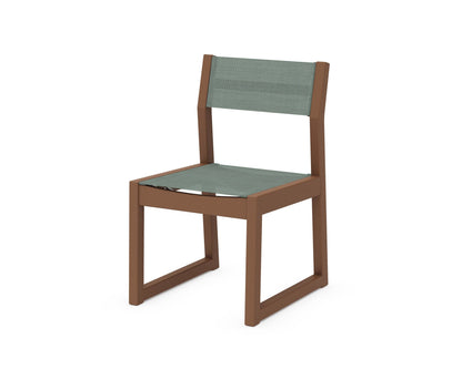 POLYWOOD® EDGE Sling Dining Side Chair in Teak / Dupioni Sea Mist Sling