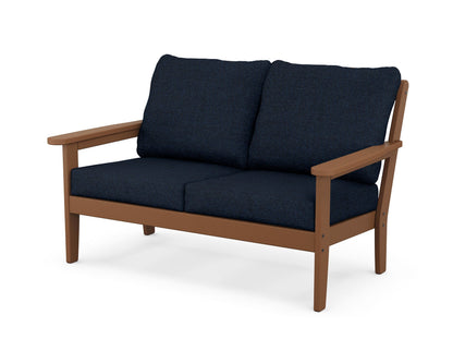 Country Living Cottage Deep Seating Loveseat in Teak / Marine Indigo