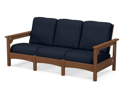 POLYWOOD® Club Sofa in Teak / Marine Indigo