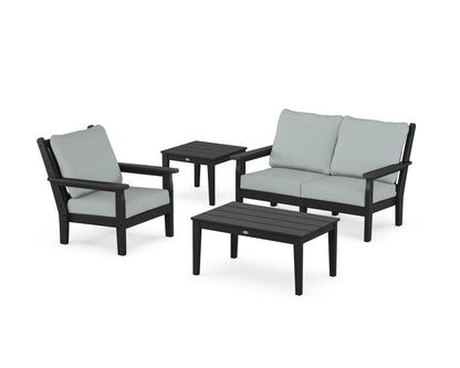 POLYWOOD® Chippendale 4-Piece Deep Seating Set in Black / Spa