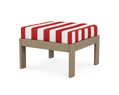 POLYWOOD® Vineyard Modular Ottoman in Vintage Sahara / Cabana Stripe Crimson