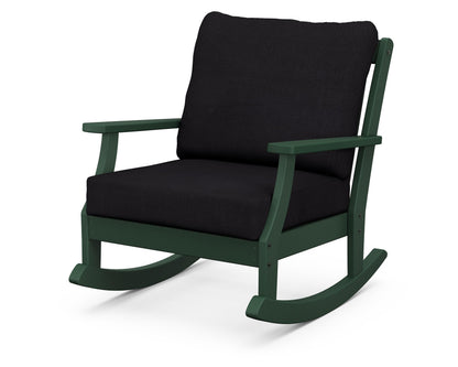 POLYWOOD® Braxton Deep Seating Rocking Chair in Green / Midnight Linen