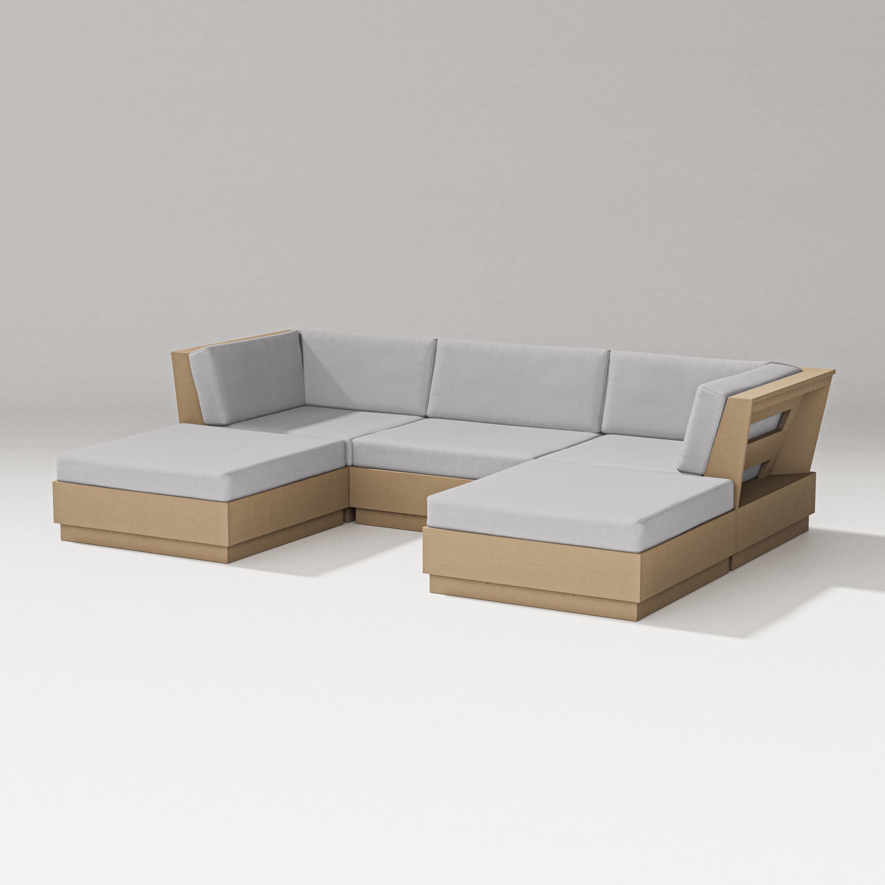 PW Designer Series Elevate Double Chaise Sectional in Vintage Sahara / Granite