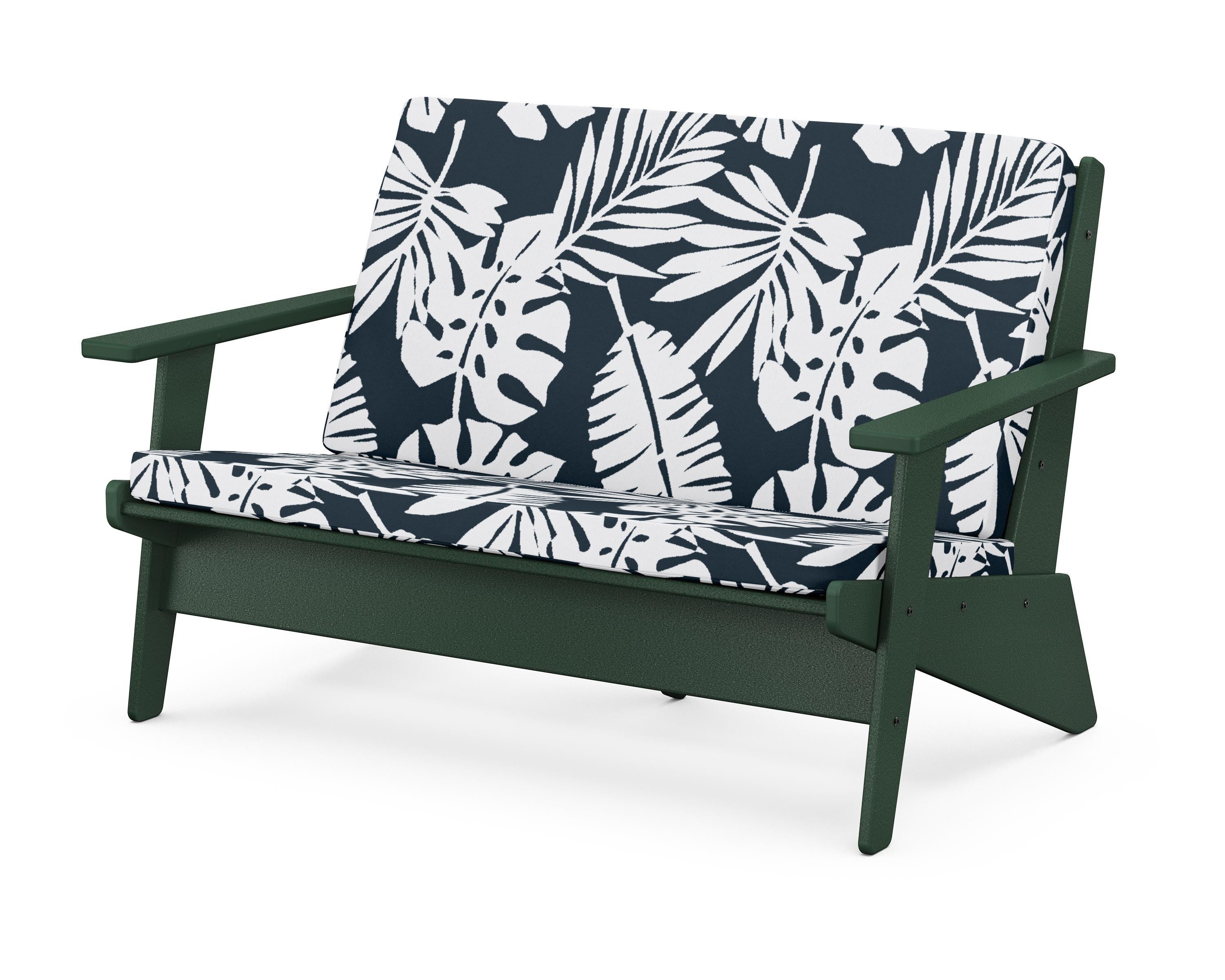 POLYWOOD® Riviera Modern Lounge Loveseat in Green / Leaf Marine Indigo