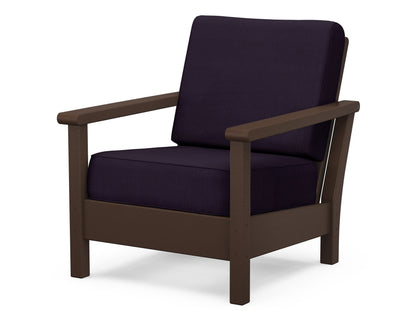 POLYWOOD® Harbour Deep Seating Chair in Mahogany / Navy Linen