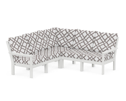 POLYWOOD® Vineyard 5-Piece Sectional in White / Trellis Grey Mist