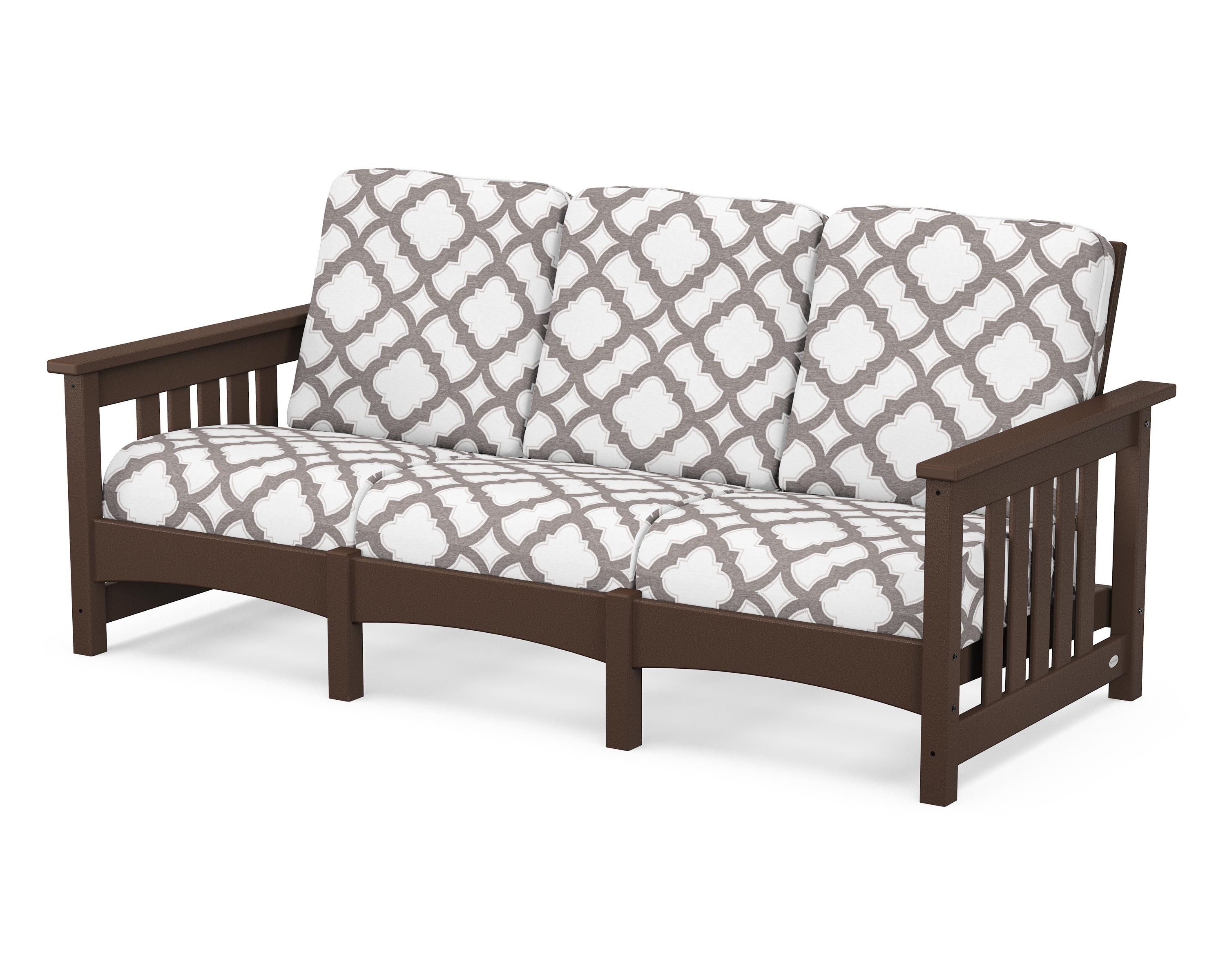 POLYWOOD® Club Mission Sofa in Mahogany / Trellis Grey Mist