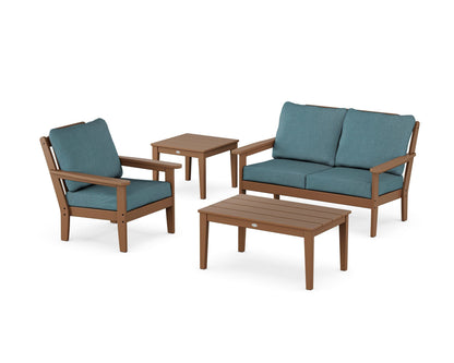 Country Living Wovendale 4-Piece Deep Seating Set in Teak / Ocean Teal