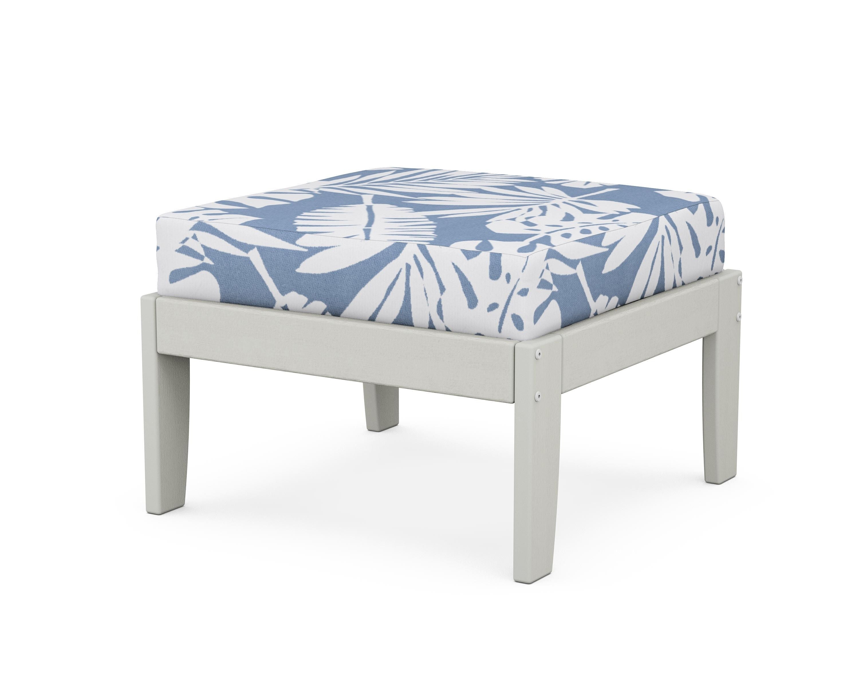 Unbranded Modular Ottoman - Classic in Vintage White / Leaf Sky Blue