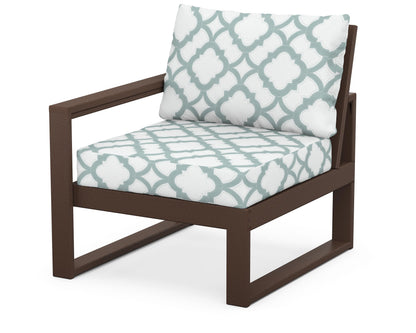 POLYWOOD® EDGE Modular Left Arm Chair in Mahogany / Trellis Glacier Spa