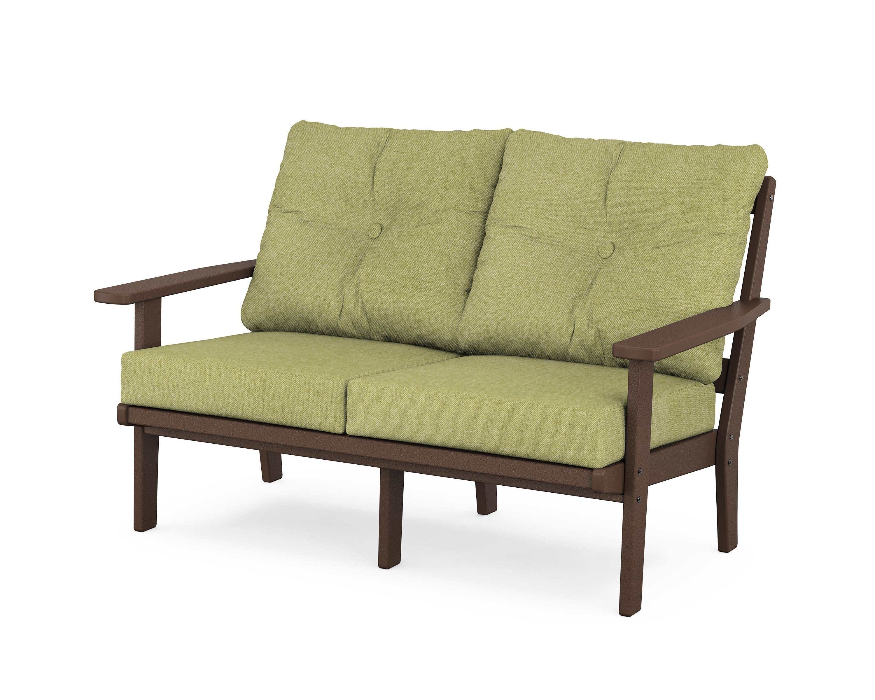 POLYWOOD® Oxford Deep Seating Loveseat in Mahogany / Chartreuse Boucle