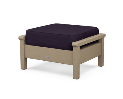 POLYWOOD® Harbour Deep Seating Ottoman in Vintage Sahara / Navy Linen