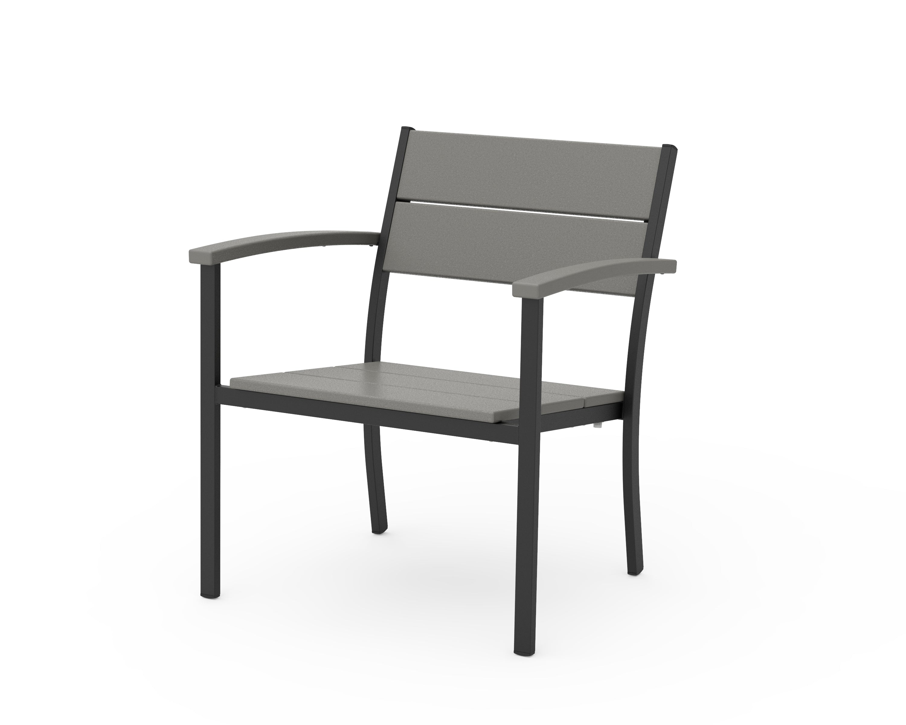 POLYWOOD® Main Street Stacking Lounge Arm Chair in Black / Slate Grey