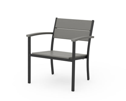 POLYWOOD® Main Street Stacking Lounge Arm Chair in Black / Slate Grey
