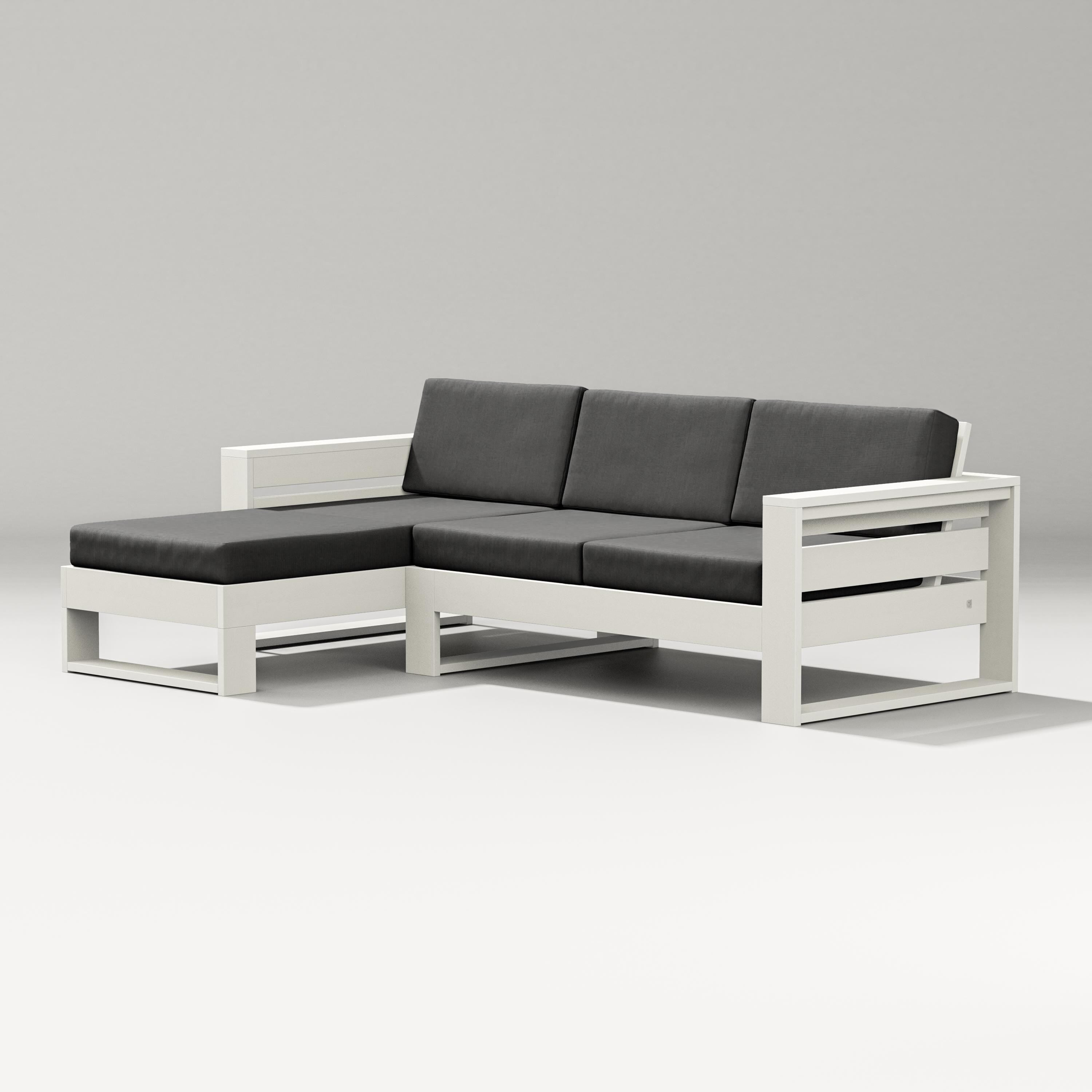 PW Designer Series Latitude Left Chaise Sectional in Vintage White / Spectrum Carbon