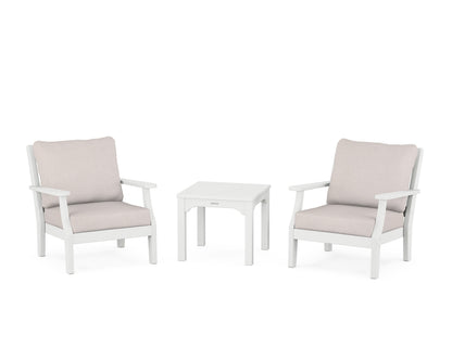 Martha Stewart by POLYWOOD® Chinoiserie 3-Piece Deep Seating Set in White / Dune Burlap