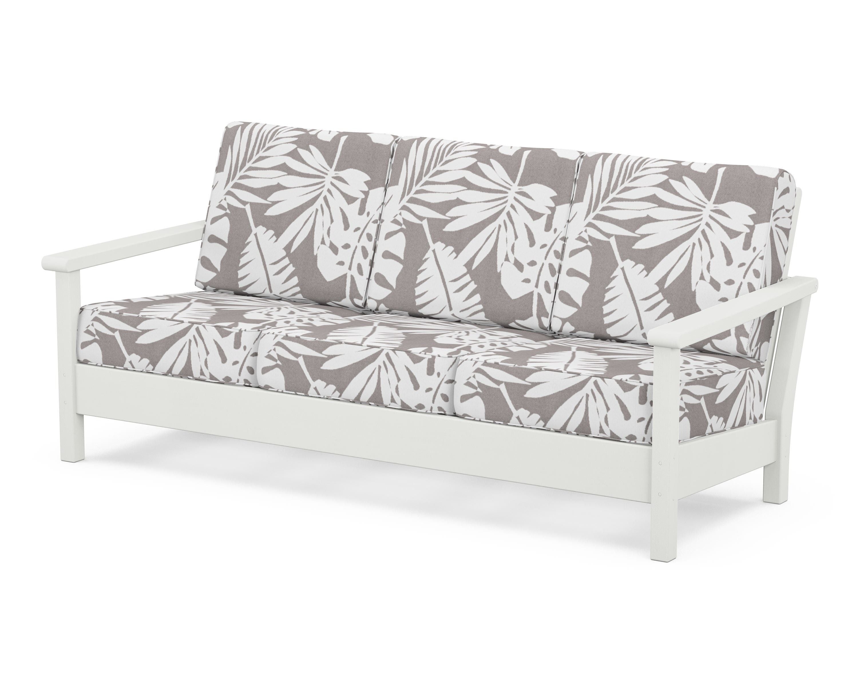 POLYWOOD® Harbour Deep Seating Sofa in Vintage White / Leaf Grey Mist