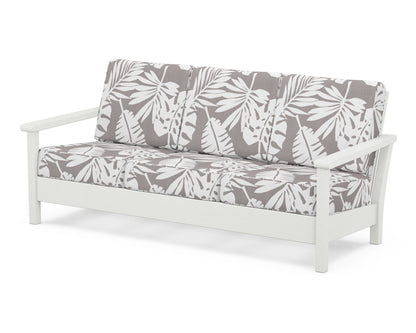 POLYWOOD® Harbour Deep Seating Sofa in Vintage White / Leaf Grey Mist