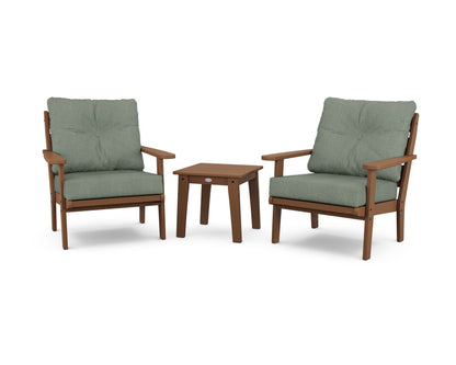 POLYWOOD® Lakeside 3-Piece Deep Seating Chair Set in Teak / Cast Sage
