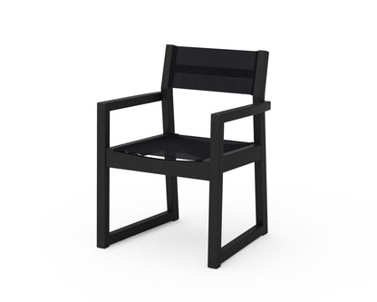 POLYWOOD® EDGE Sling Dining Arm Chair in Black / Black Sling