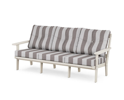 POLYWOOD® Prairie Deep Seating Sofa in Sand / Cabana Stripe Grey Mist
