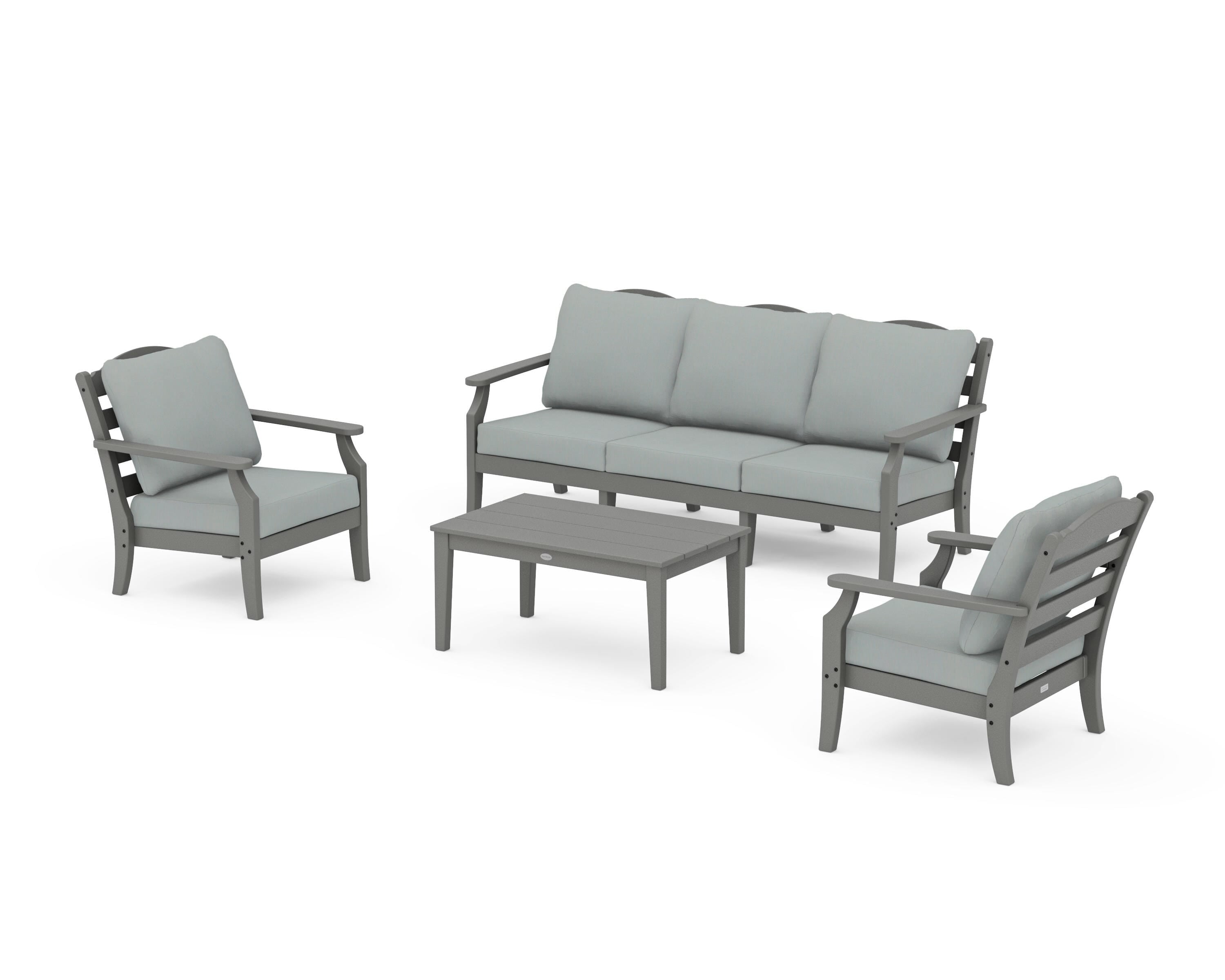 Draper James™ by  POLYWOOD® Savannah 4-Piece Deep Seating Set with Sofa in Slate Grey / Spa