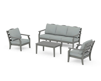 Draper James™ by  POLYWOOD® Savannah 4-Piece Deep Seating Set with Sofa in Slate Grey / Spa
