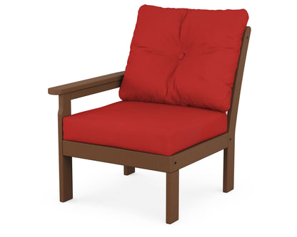 POLYWOOD® Vineyard Modular Left Arm Chair in Teak / Crimson Linen