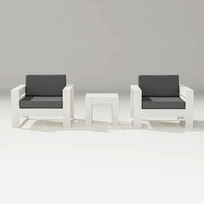 PW Designer Series Latitude 3-Piece Lounge Chair Set in Vintage White / Spectrum Carbon