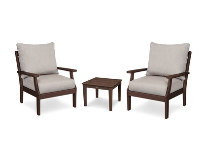 POLYWOOD® Braxton 3-Piece Deep Seating Set in Mahogany / Cast Ash