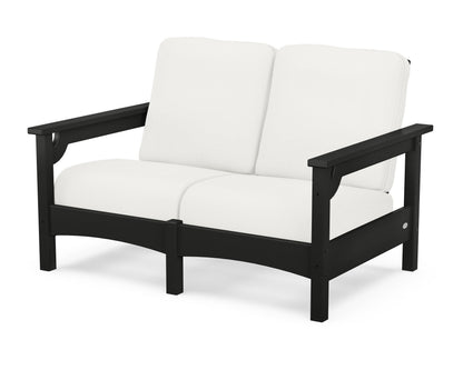 POLYWOOD® Club Loveseat in Black / Natural Linen