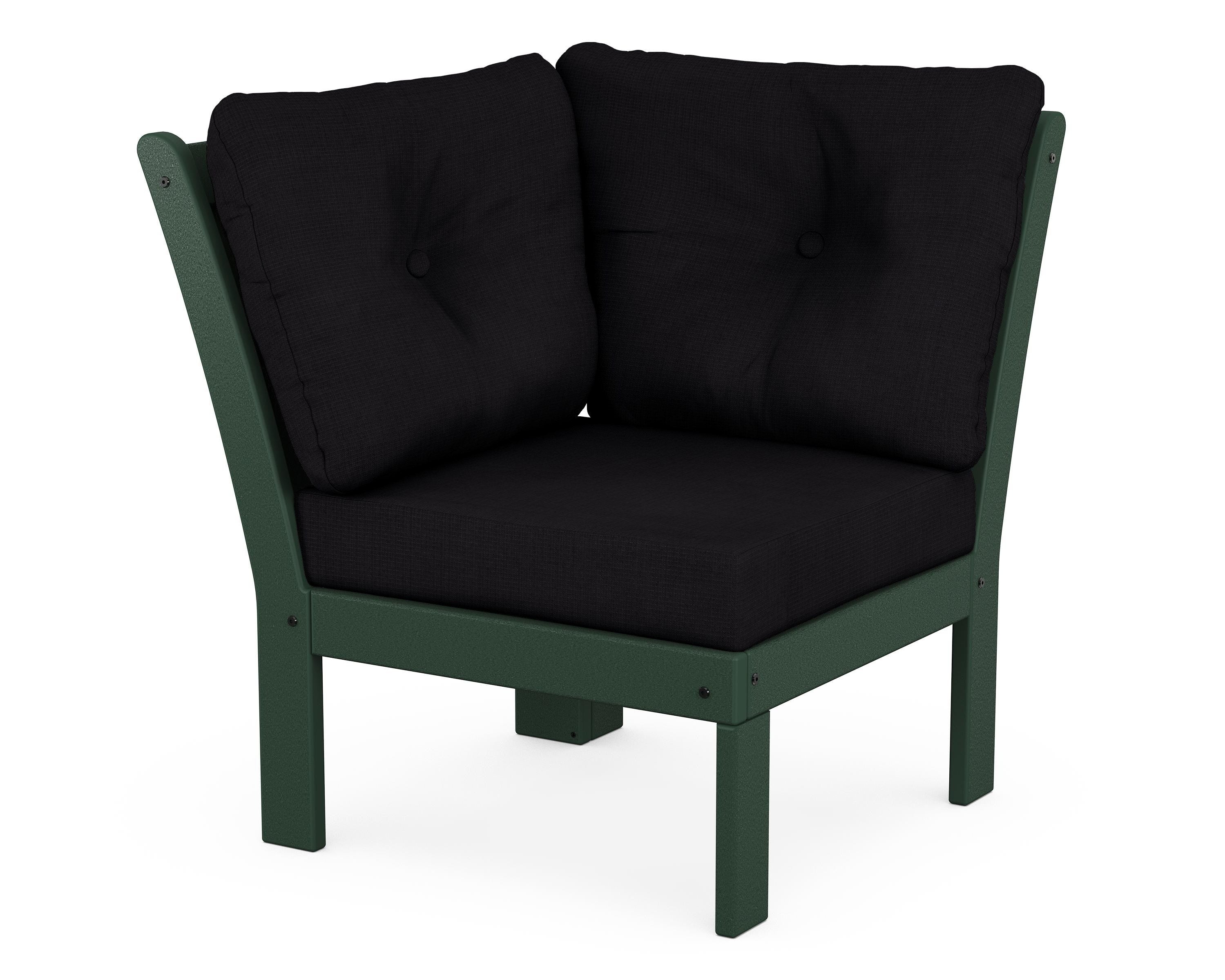 POLYWOOD® Vineyard Modular Corner Chair in Green / Midnight Linen