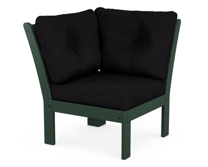 POLYWOOD® Vineyard Modular Corner Chair in Green / Midnight Linen