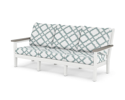 POLYWOOD® Chippendale Deep Seating Sofa in White / Driftwood / Trellis Glacier Spa