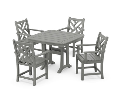 POLYWOOD® Chippendale 5-Piece Dining Set with Trestle Legs in Slate Grey