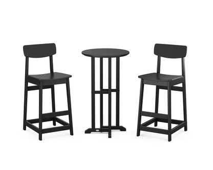 POLYWOOD® Modern Studio Urban Bar Chair 3-Piece Bistro Set in Black