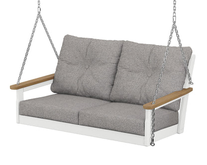 POLYWOOD® Vineyard Deep Seating Swing in White / Natural / Grey Mist