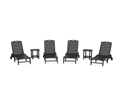 POLYWOOD® Nautical Chaise 6-Piece Set with Wheels in Black