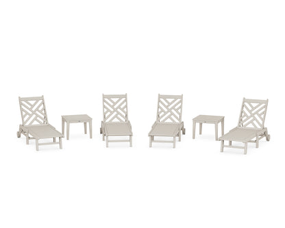 POLYWOOD® Chippendale 6-Piece Chaise Set with Wheels in Sand