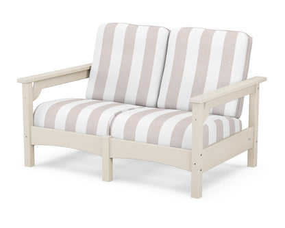 POLYWOOD® Club Loveseat in Sand / Cabana Stripe Dune Burlap