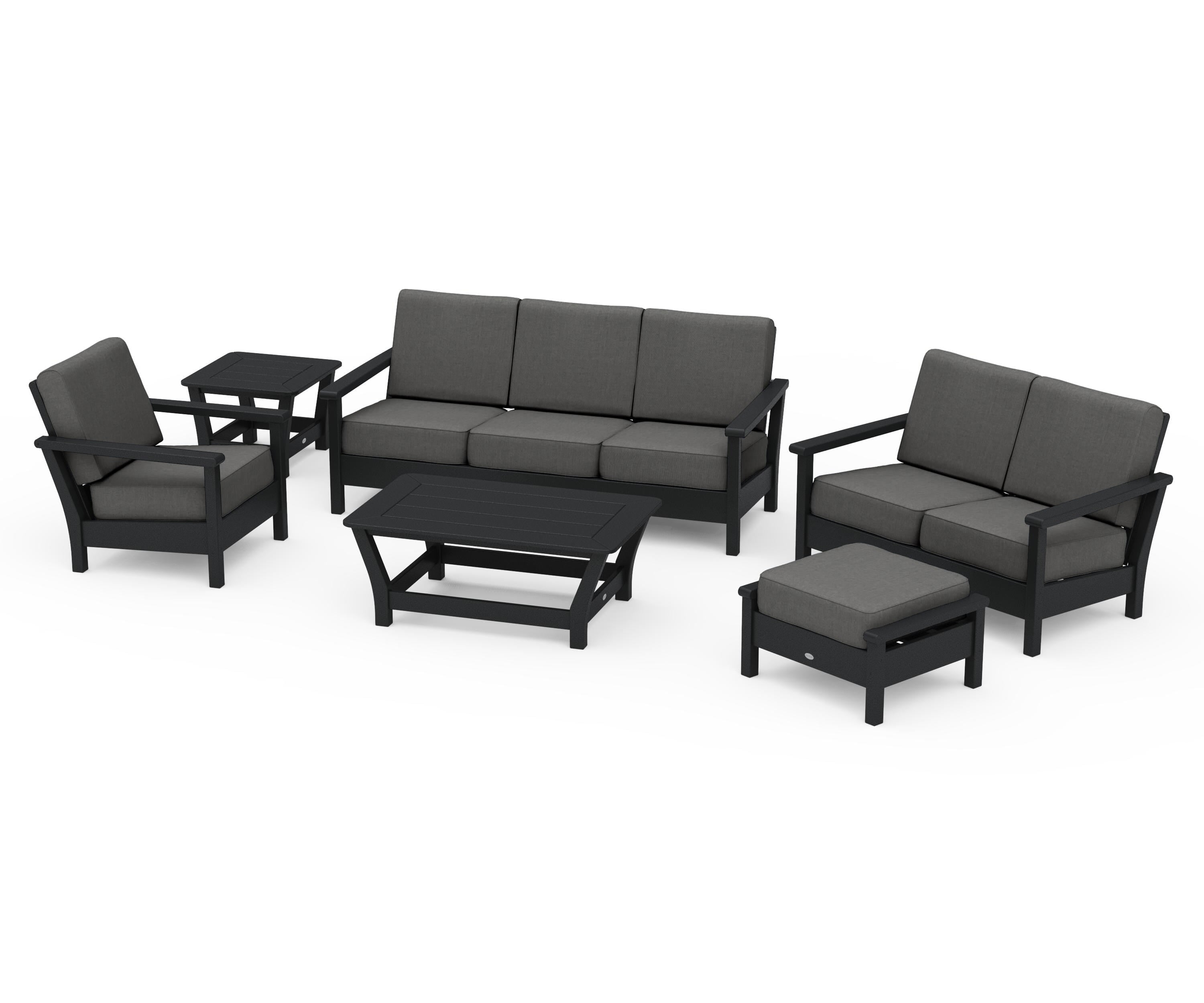 POLYWOOD® Harbour 6-Piece Outdoor Living Set in Black / Spectrum Carbon
