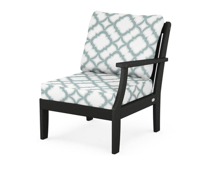 POLYWOOD® Braxton Modular Right Arm Chair in Black / Trellis Glacier Spa