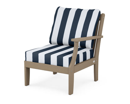 POLYWOOD® Braxton Modular Right Arm Chair in Vintage Sahara / Cabana Stripe Marine Indigo