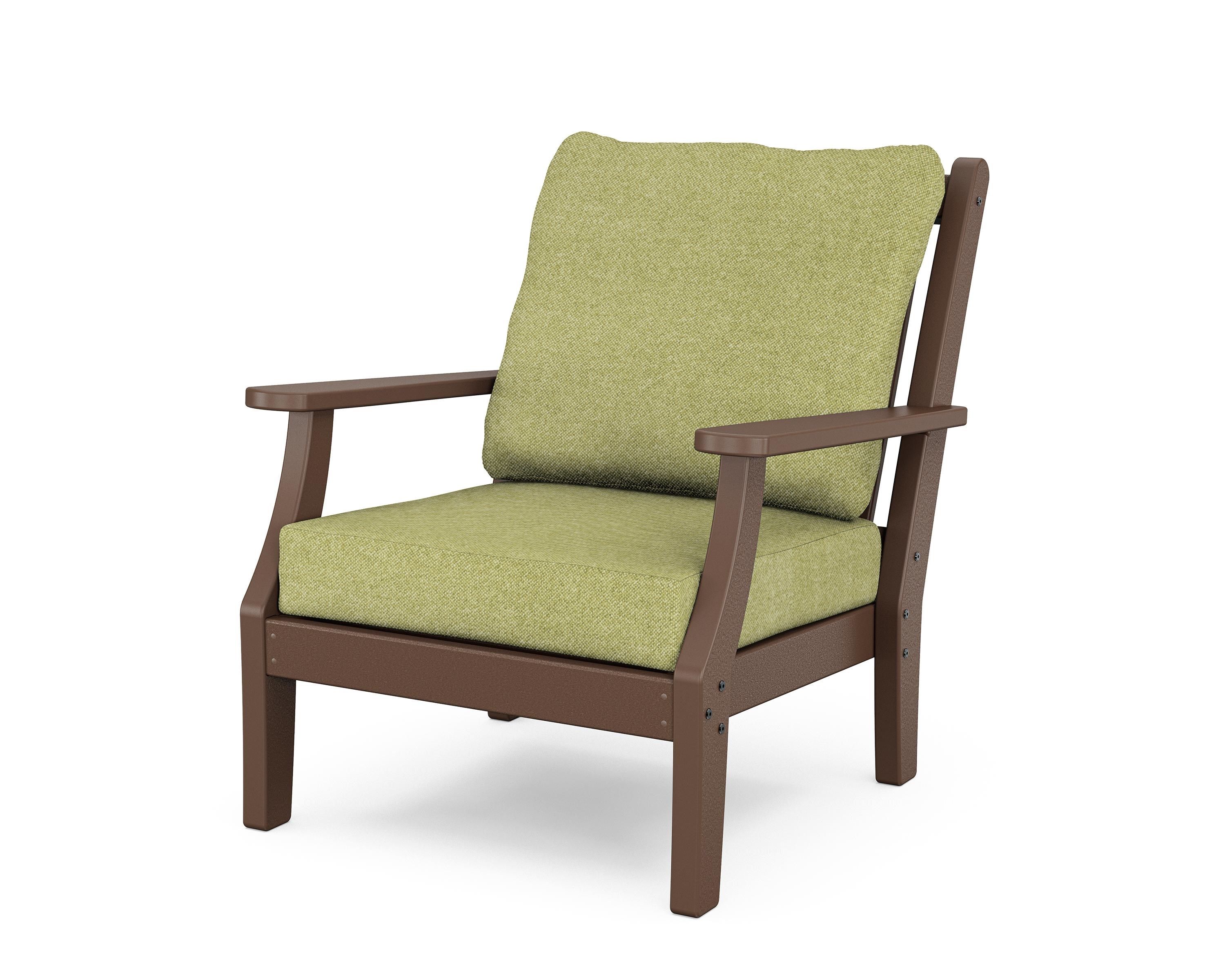 Country Living Wovendale Deep Seating Chair in Mahogany / Chartreuse Boucle